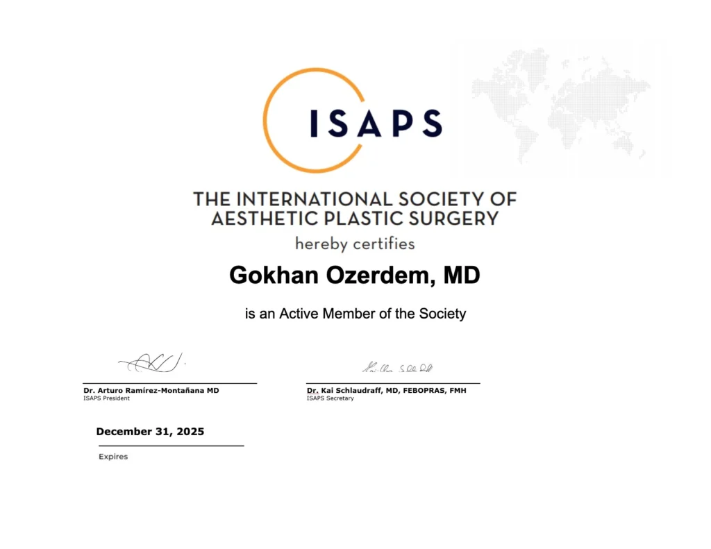 Dr Gökhan Özerdem ISAPS üyeliği